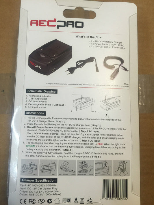 Chargeur batterie camescope Digital RP-DC10 Traveler Battery Charger REDPRO