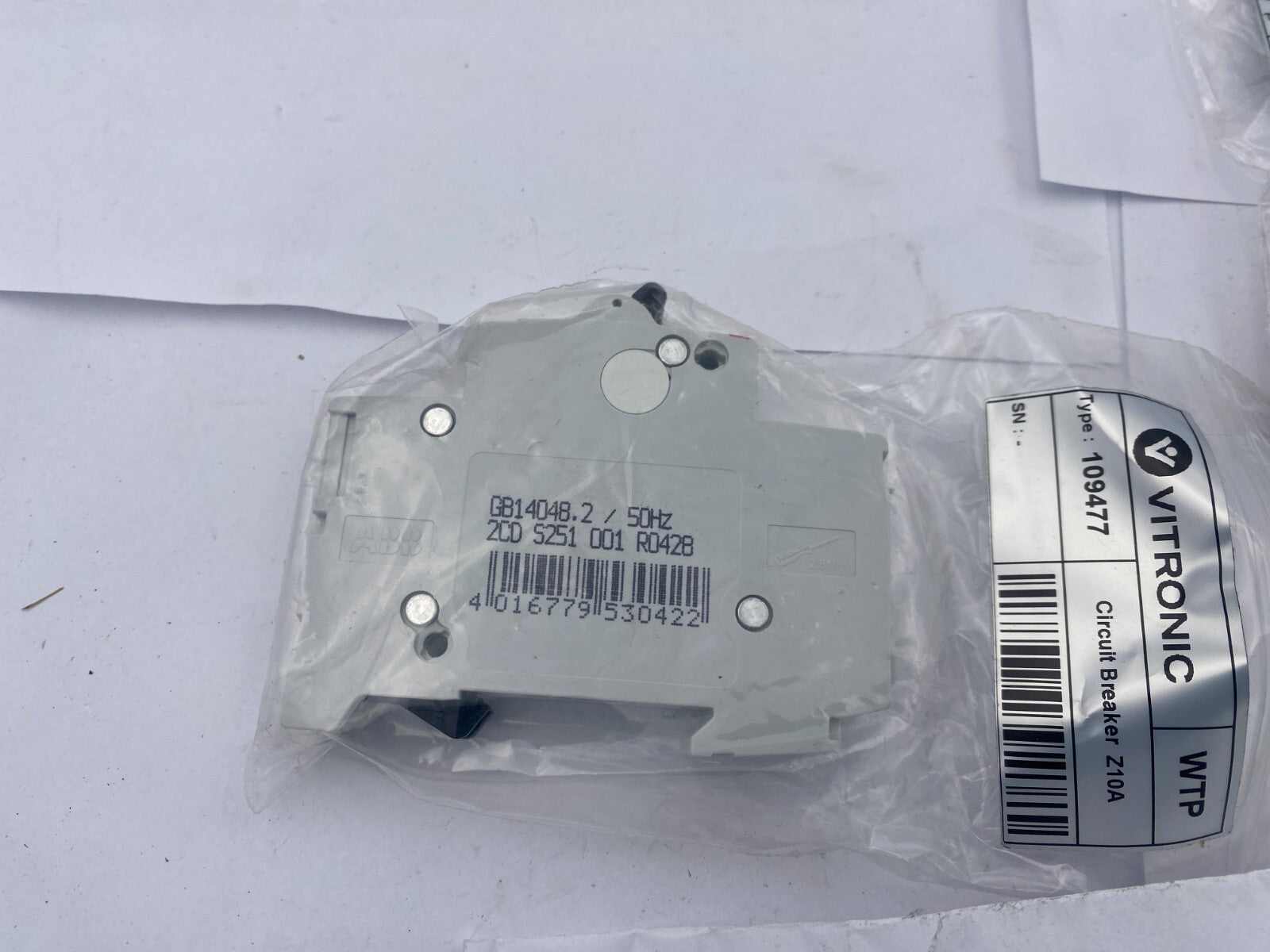 7pc x VITRONIC ABB 109477 CIRCUIT BREAKER Z10A - KLR Automation