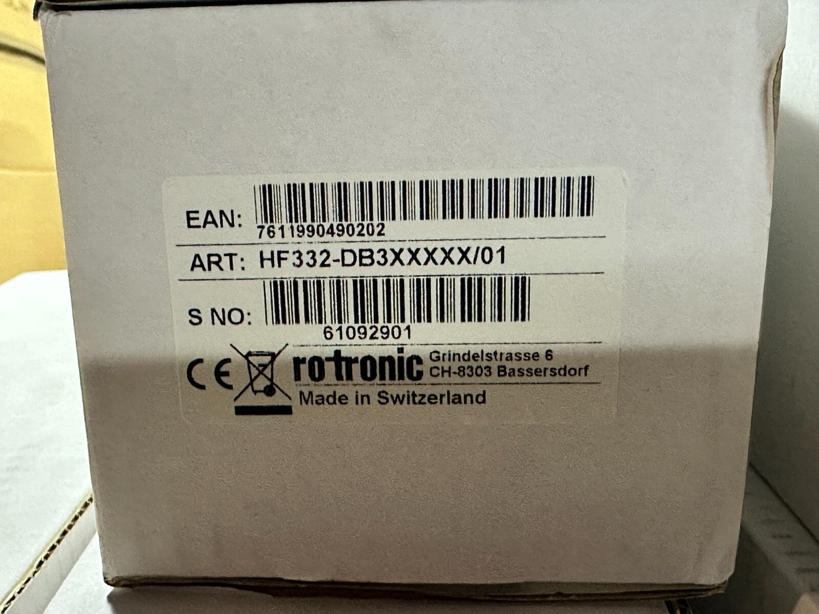 1pc x Rotronic HF332 - D - B Humidty Temperature HF332 - DB3XXXXX/01 - KLR Automation