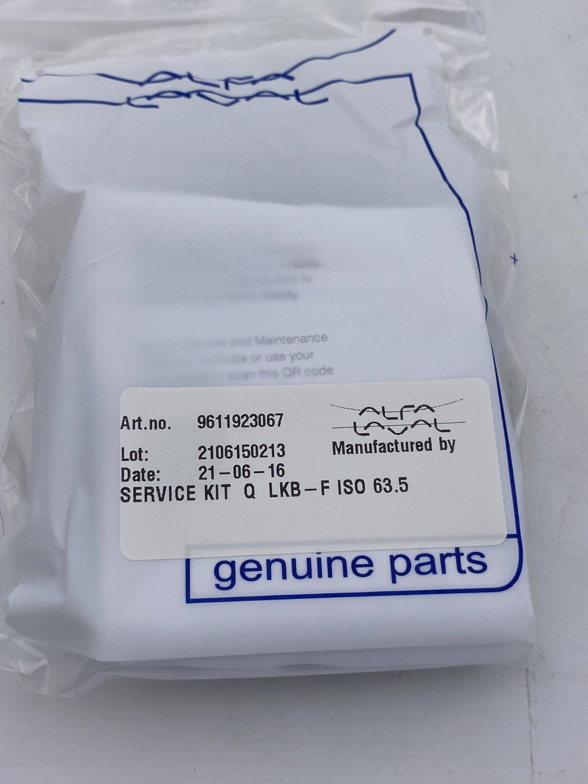 1pc x ALFA LAVAL SERVICE KIT 9611923067 Q LKB - F ISO 63,5 - KLR Automation