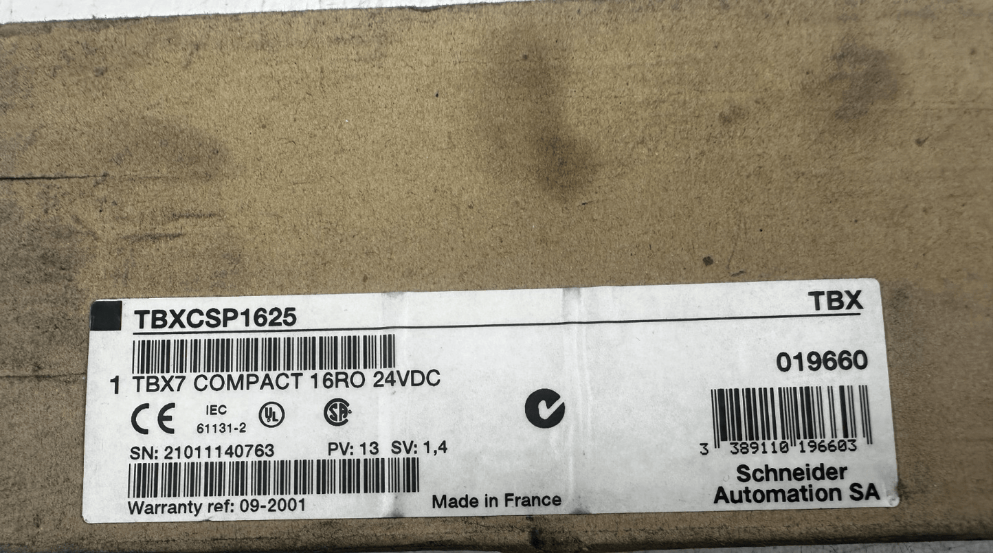 SCHNEIDER AUTOMATION TBXCSP1625 MODICON TBX7 COMPACT 16RO 24VDC NEW OLD STOCK x1 - KLR Automation