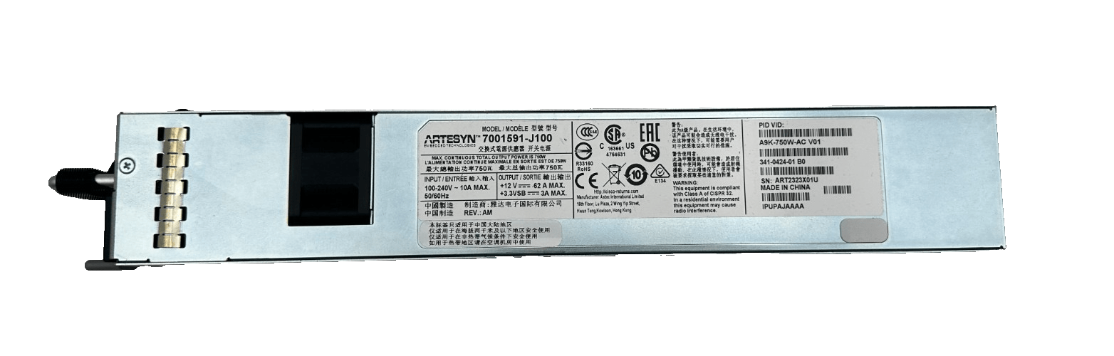 ARTESYN 7001591 - J100 A9K - 750W - AC V01 341 - 0424 - 01 B0 750W POWER SUPPLY - KLR Automation