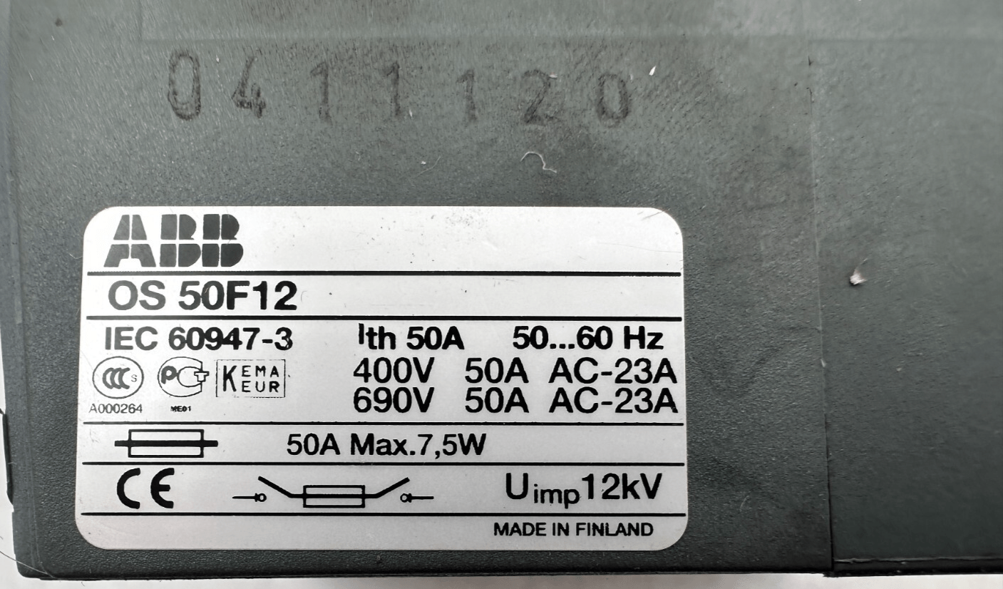 ABB OS 50F12 SECTIONNEUR A FUSIBLE - KLR Automation