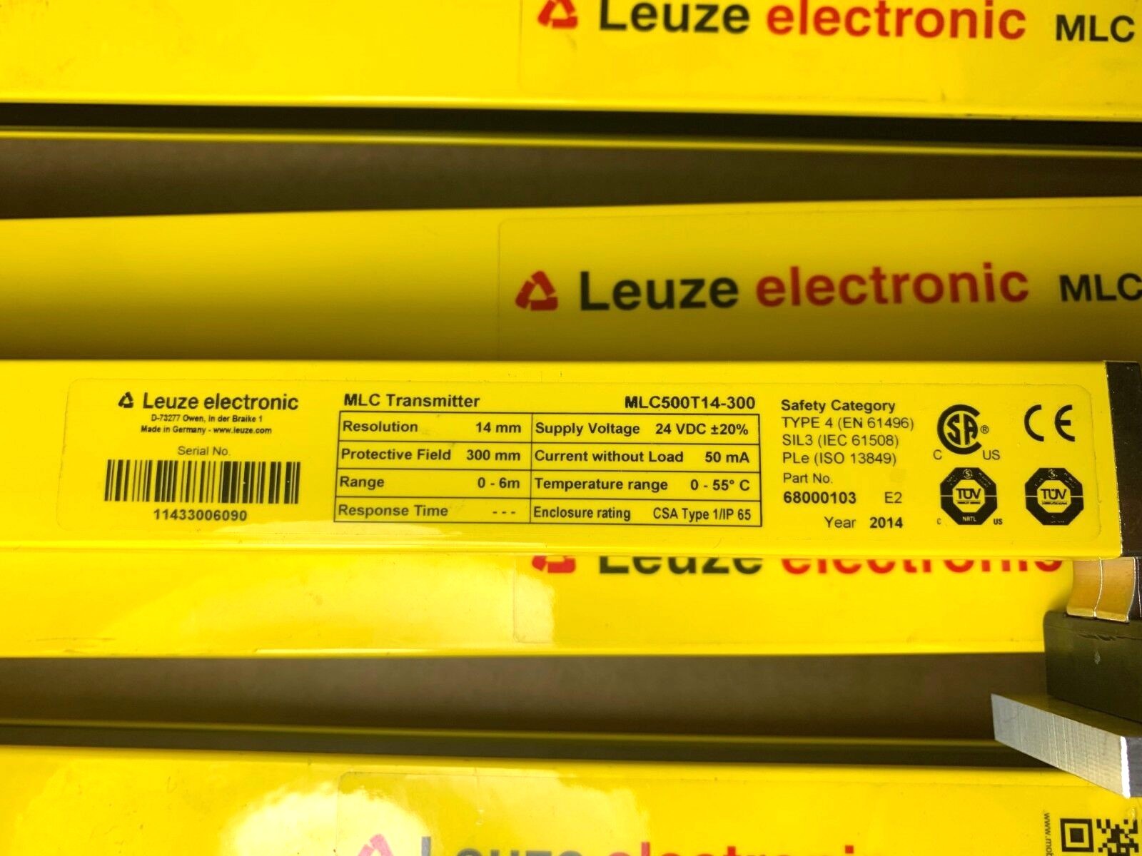 LEUZE LIGHT CURTAIN RECEIVE MLC510R14-300 MLC500T14-300 Transmitter MLC 68000103