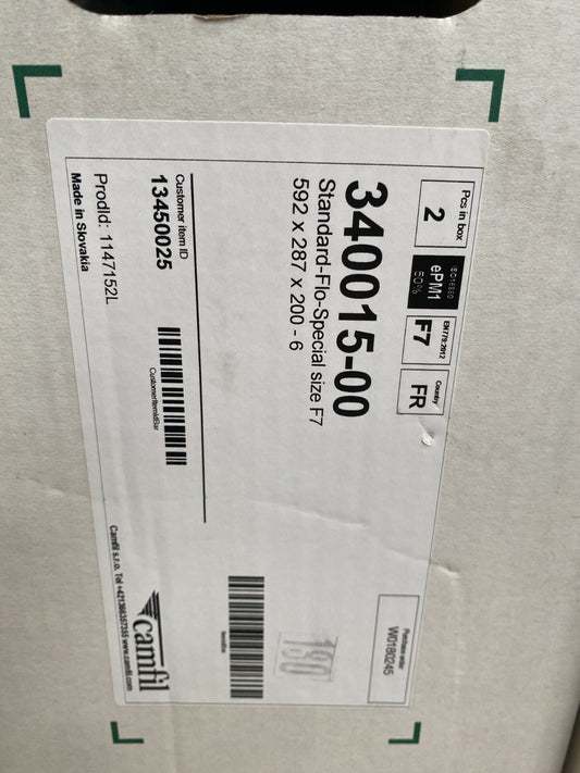 1 lot de 2pc x Camfil Standard - Flo - Special size F7 592x287x200 13450025 - KLR Automation