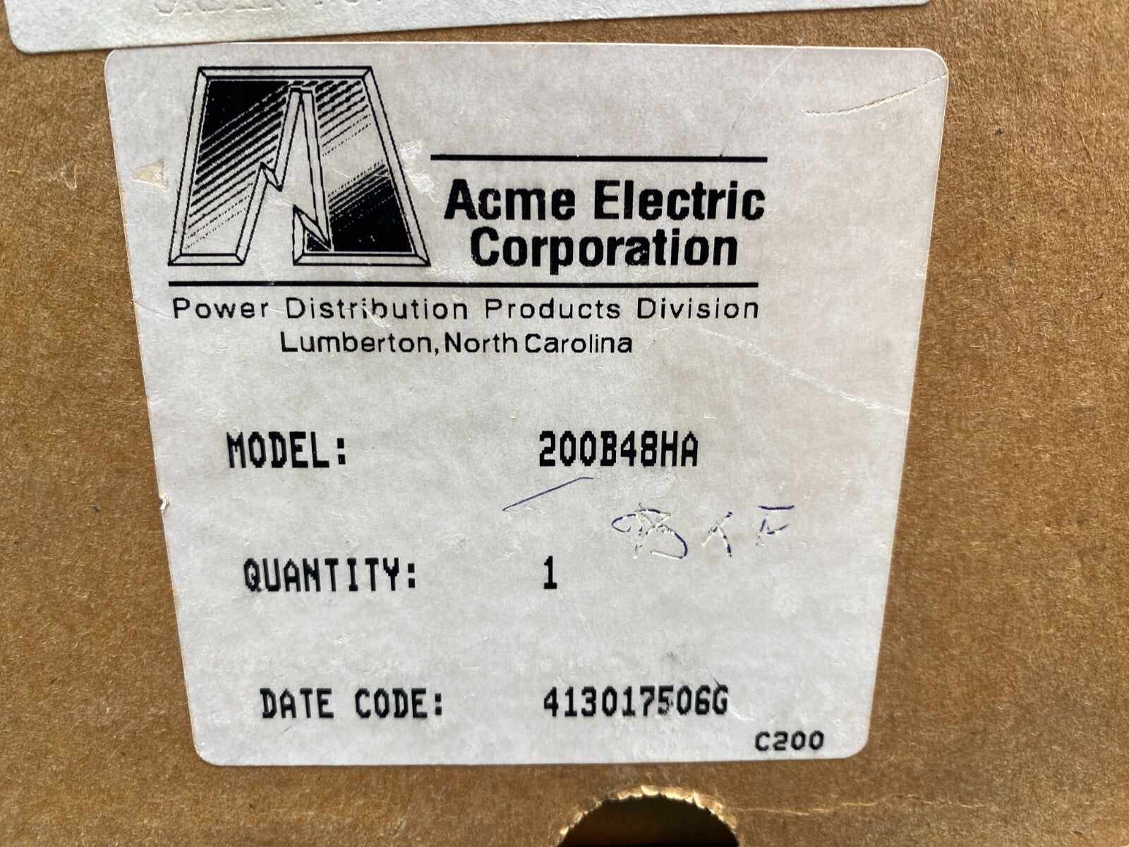 ACME ELECTRIC 200B48HA