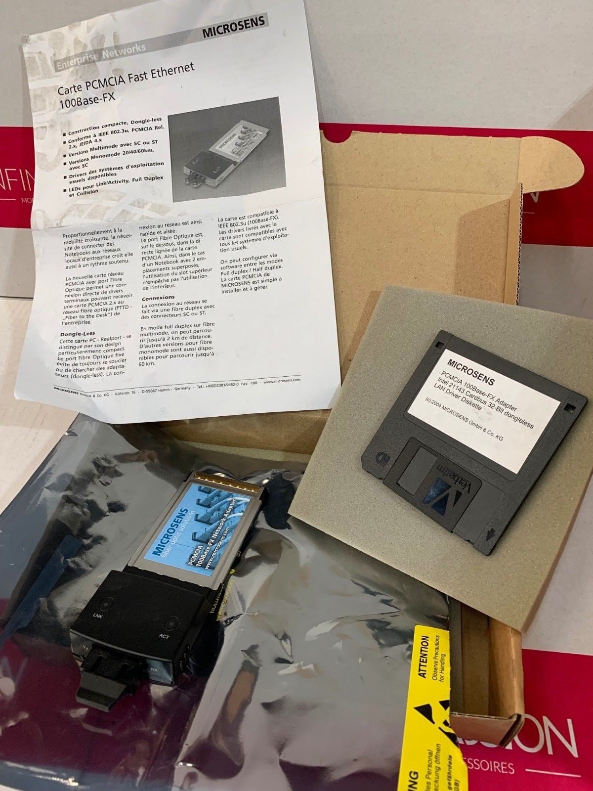 Microsens Ethernet PCMCIA Fiber Adapter Card 32 - bit CardBus 100BASE - FX 1300nm - KLR Automation