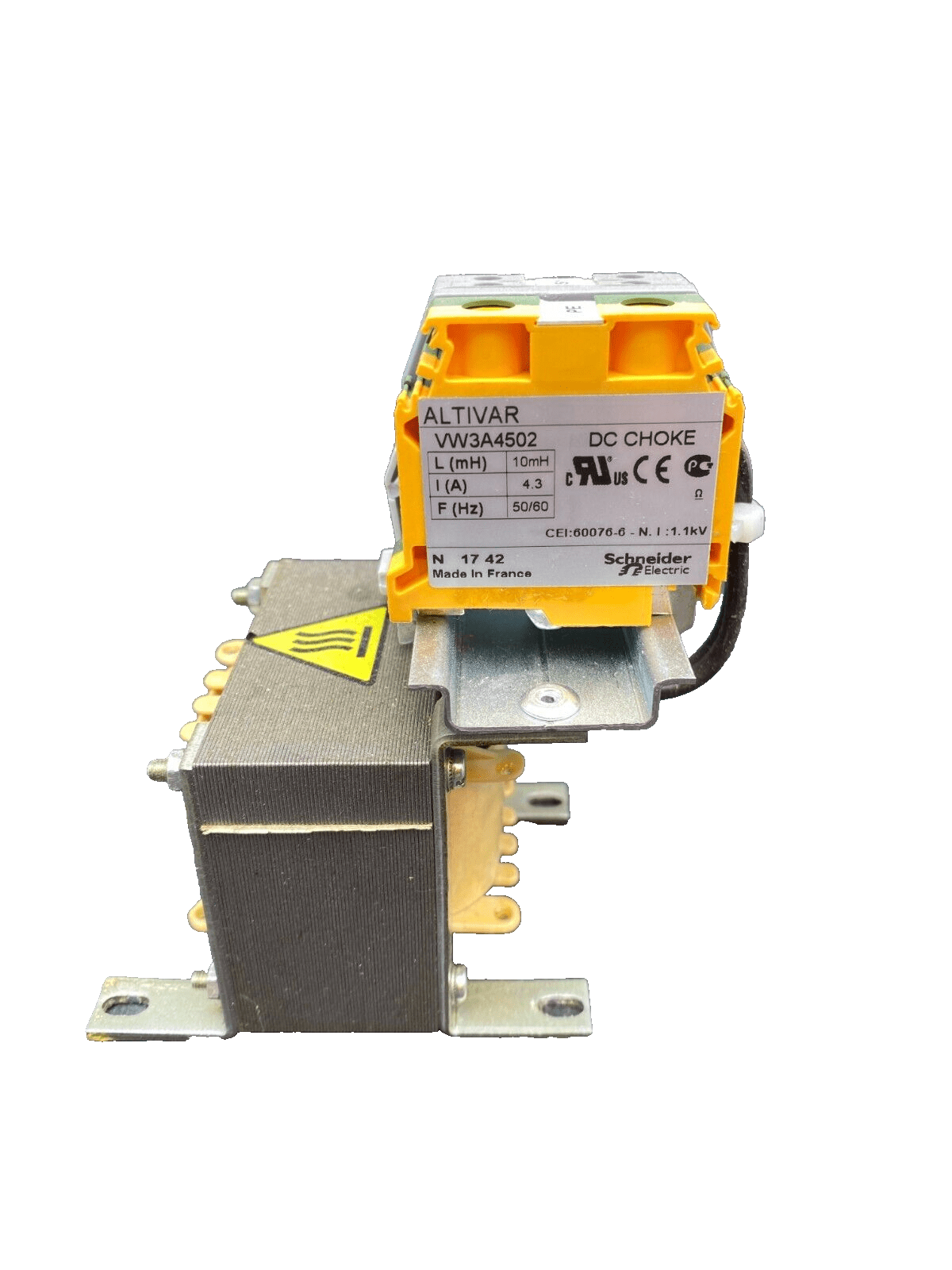SCHNEIDER ELECTRIC VW3A4502 ALTIVAR INDUCTANCE CC N1742 806568 10mH 4.3A - KLR Automation