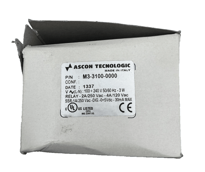 ASCON TECHNOLOGIC M3 - 3100 - 0000 100 - 240V 3W TEMPERATURE CONTROLLER 1/16 DIN 48x48 - KLR Automation