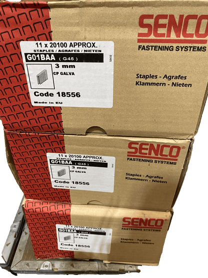 SENCO G01BAA 18556 AGRAFES 3mm GALVA CP BOITE DE 20100pcs x1pc - KLR Automation