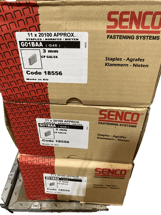 SENCO G01BAA 18556 AGRAFES 3mm GALVA CP BOITE DE 20100pcs x1pc - KLR Automation