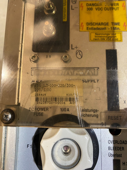 INDRAMAT KDV 1.3-100-220/300-220/S100 SERVO CONTROLLER MODULE