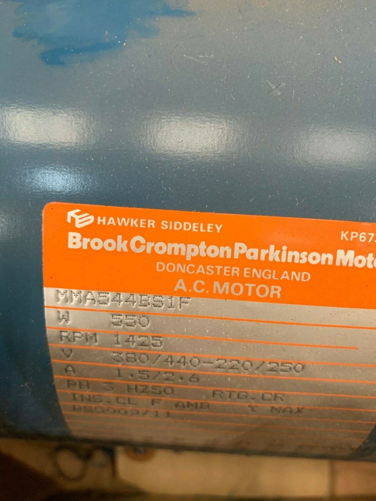 Brook Crompton Fractional  Motor MMA544BS1F Hawker Siddeley  New Old Stock