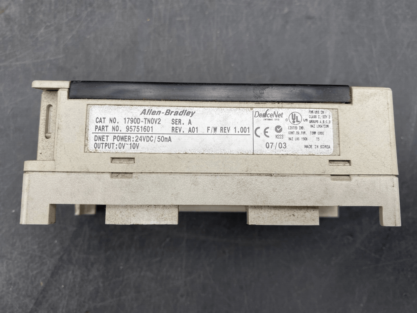 ALLEN BRADLEY 1790D - TN0V2 SER.A 95751601 REV.A01 F/W REV 1.001 OUTPUT ANALOG VOL - KLR Automation