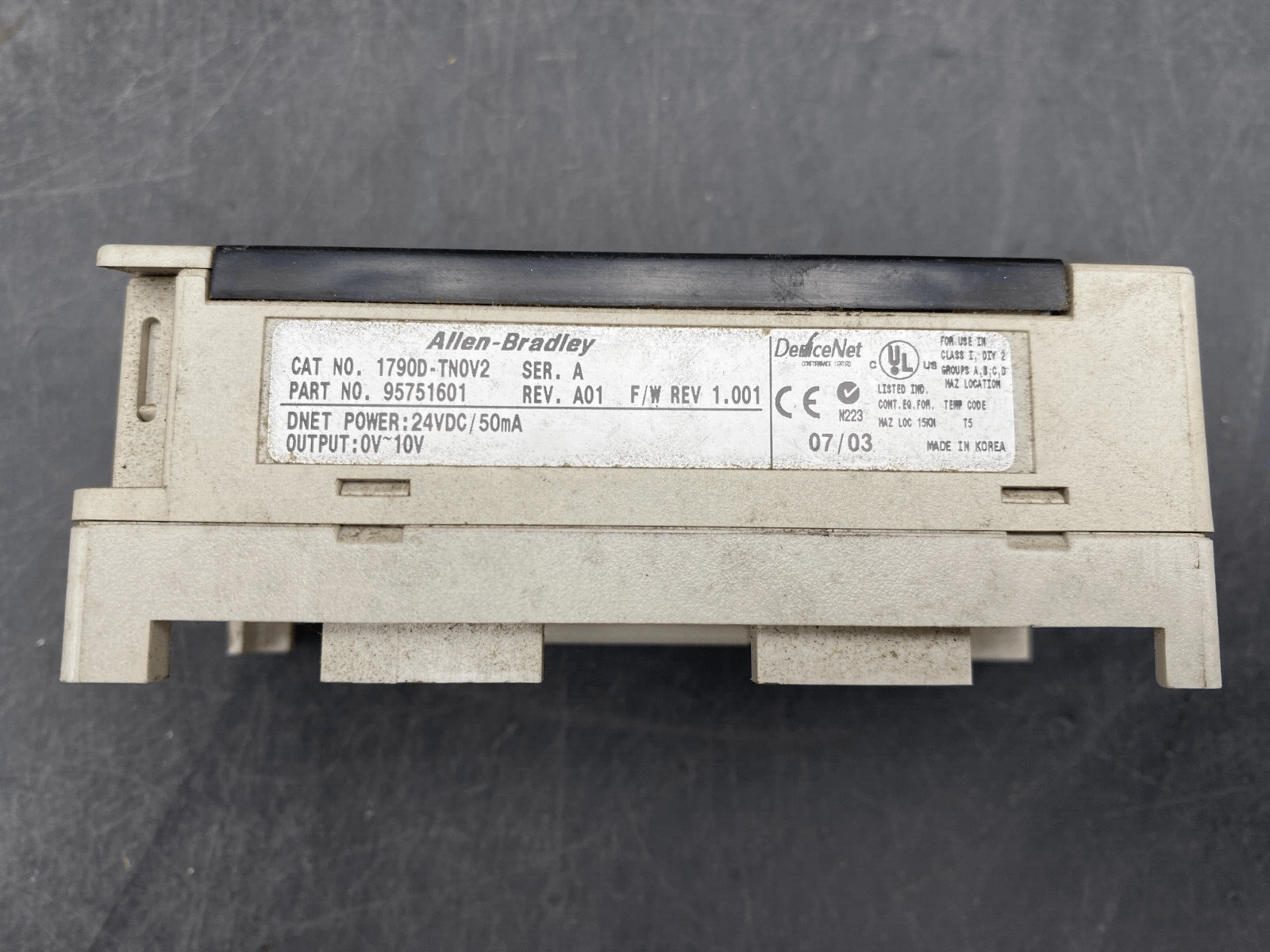 ALLEN BRADLEY 1790D - TN0V2 SER.A 95751601 REV.A01 F/W REV 1.001 OUTPUT ANALOG VOL - KLR Automation