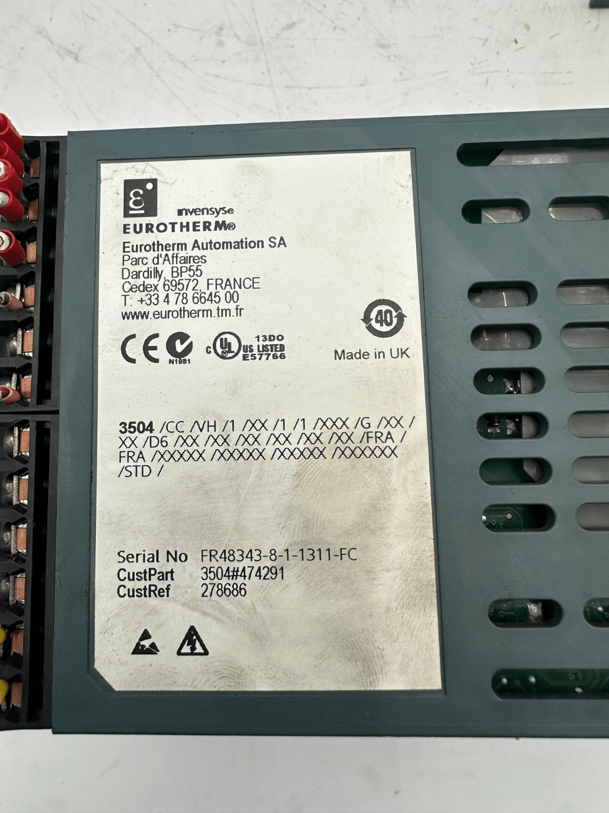 EUROTHERM 3504 3504/CC/VH/1/XX/1/1/XXX/G/XX/XX/D6 278686 TEMPERATURE CONTROLLER - KLR Automation