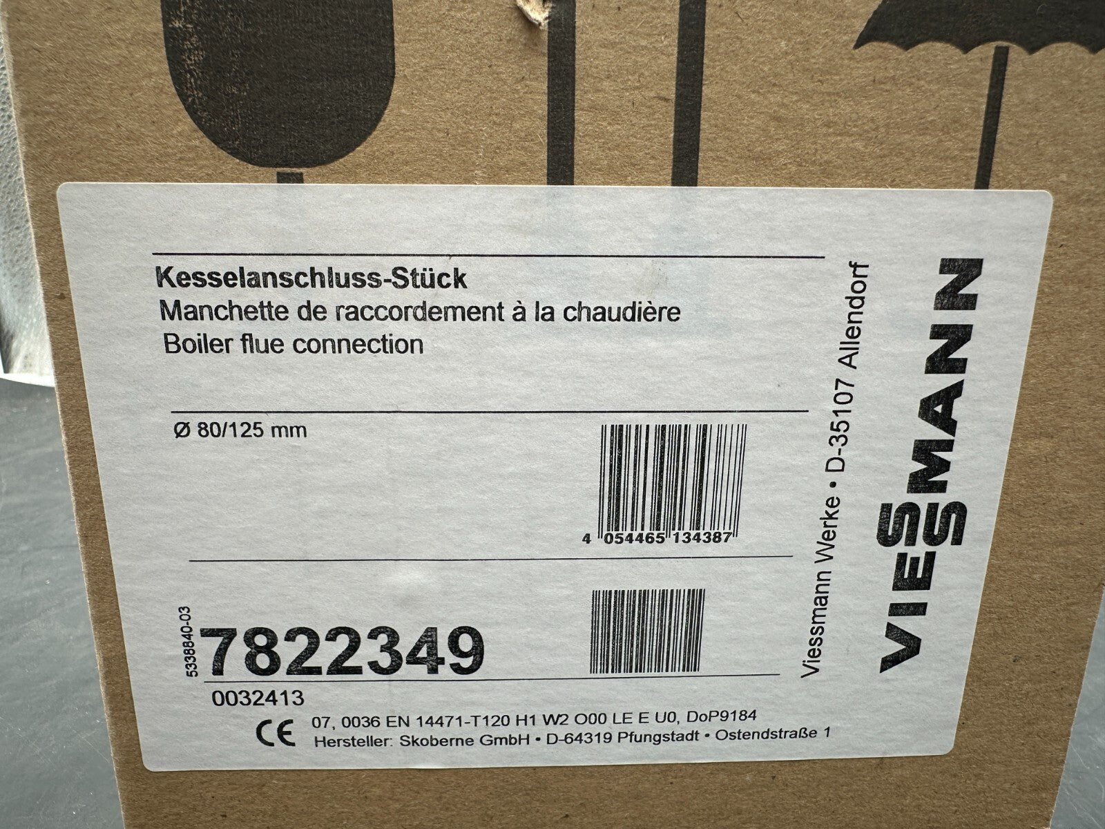 VIESSMANN 7822349 MANCHETTE DE RACCORDEMENT A LA CHAUDIERE 80/125 mm