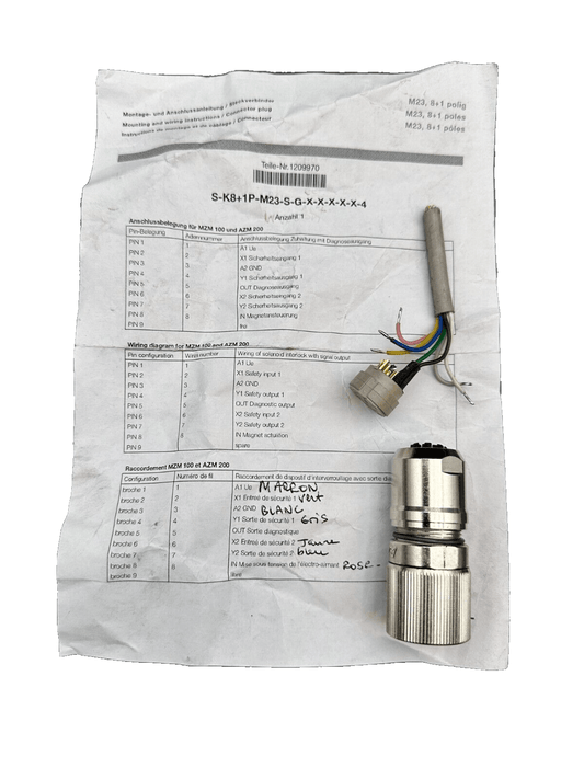 SCHMERSAL S - K8+1P - M23 - S - G - X - X - X - X - X - 4 CONNECTEUR DE CABLE - KLR Automation