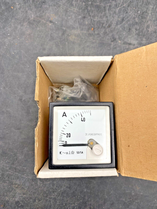 SOCOMEC 192A2222 AMPEREMETRE DIN D48A90-A 0-50A/5A DEV. 90D