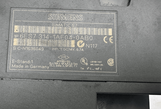 SIEMENS 6ES7314 - 1AE04 - 0AB0 CPU314 - KLR Automation