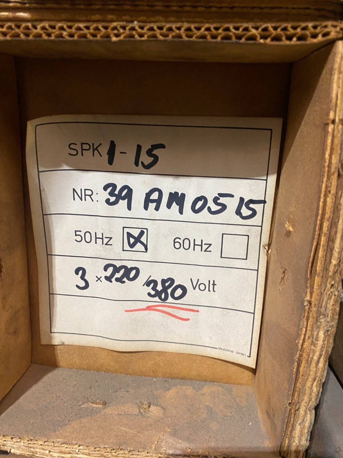 GRUNDFOS SPK 1 - 15 C 9010 2850 MIN - 1 1M3/H 39M 0.37 kW - KLR Automation