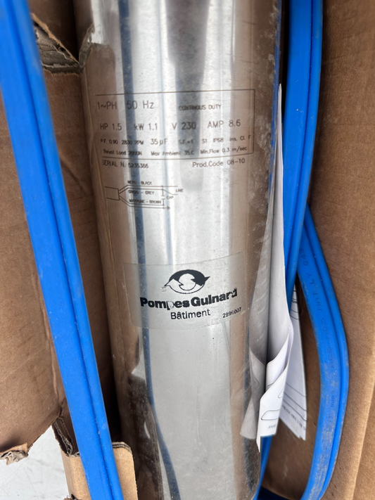 POMPES GUINARD 4GG 4" SUBMERSIBLE MOTOR 1.5 Hp 1.1Kw 230V 50Hz 1 PHASE USED
