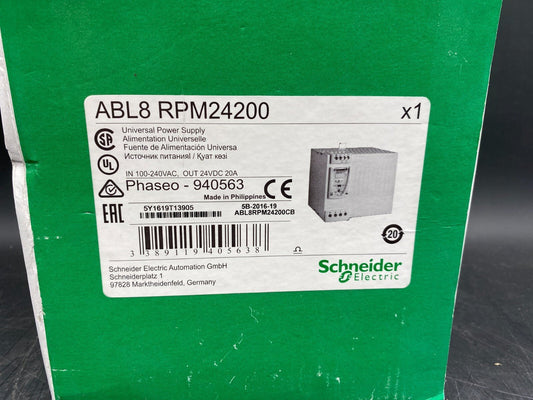 NEW SCHNEIDER ELECTRIC ABL8RPM24200 PHASEO 940563 UNIVERSAL POWER SUPPLY - KLR Automation