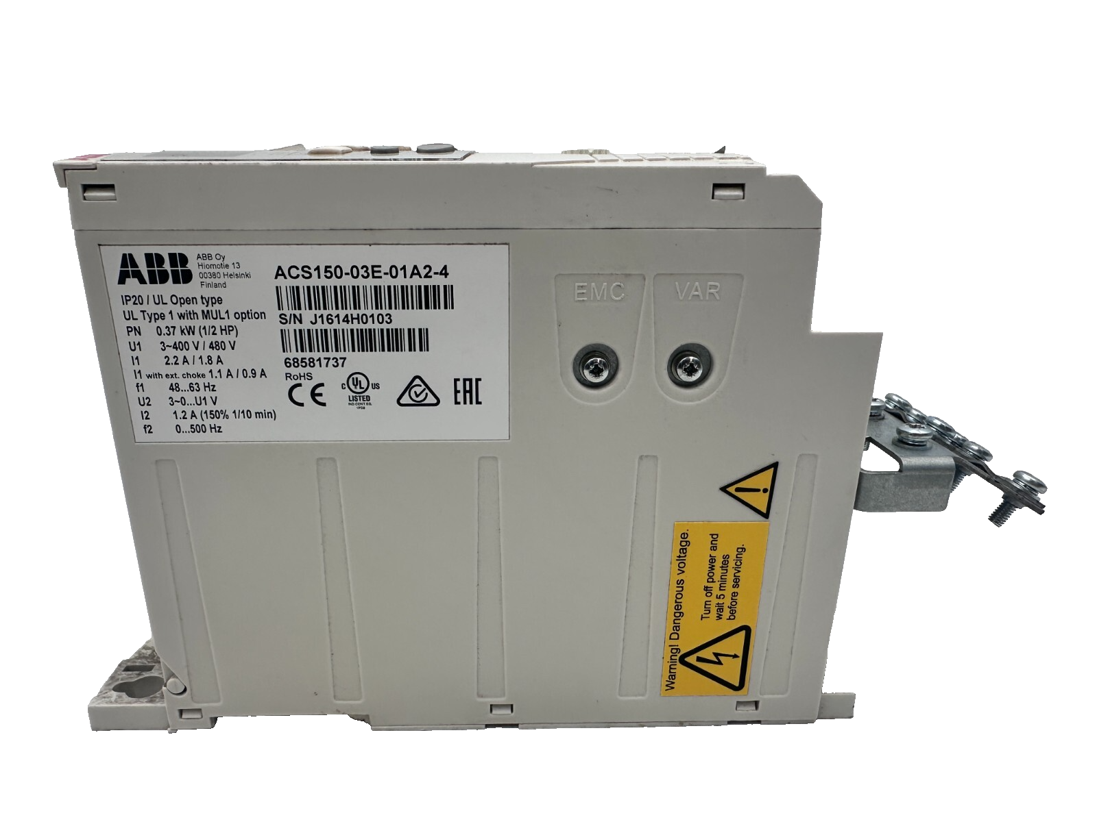 ABB ACS150-03E-01A2-4 UL TYPE 1 MUL1 OPTION 0.37 kW