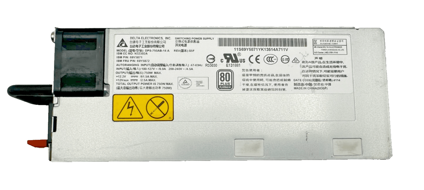 DELTA ELECTRONICS DPS - 750AB - 14 A IBM 69Y5871 750W POWER SUPPLY - KLR Automation