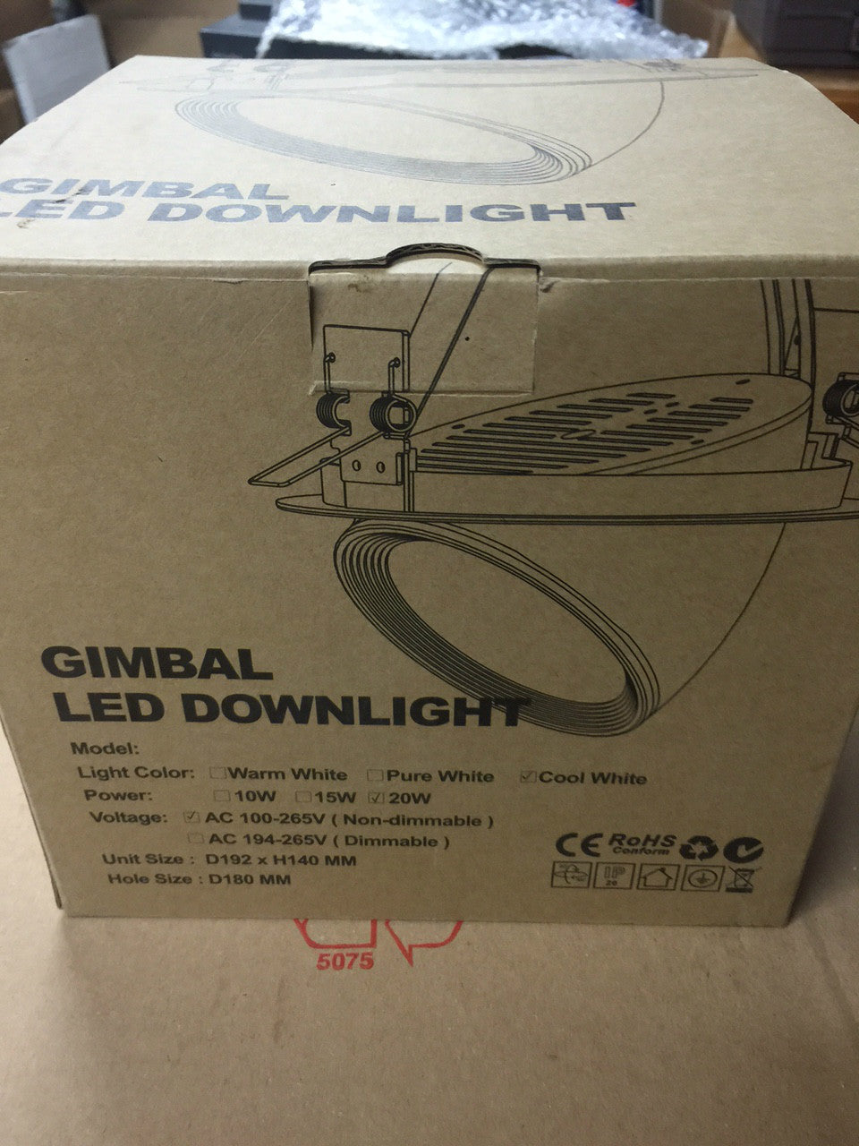 Projecteur  Spot LED a encastré GIMBAL LED DOWNLIGHT 20W 100-265V Blanc Froid