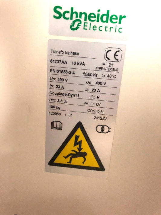 TransFormateur TRI CAP 16KVA PRI 400 SEC 400 SCHNEIDER ELECTRIC 84237 SCH84237 - KLR Automation
