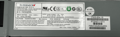 SUPERMICRO PWS - 654 - 1R SWITCHING POWER SUPPLY - KLR Automation