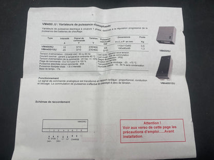 SAUTER TYPE VM400/6U SERIE 0601 SINGLE PHASE POWER INVERTER