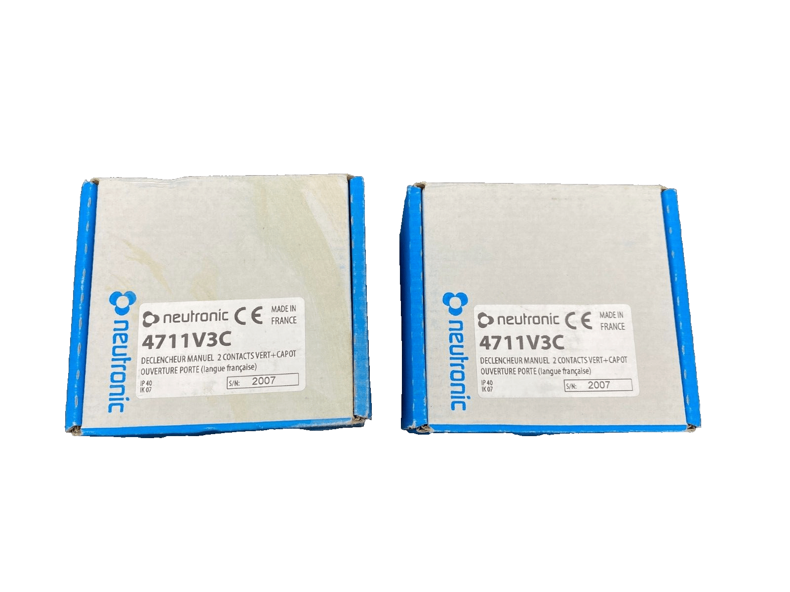 NEUTRONIC 4711V3C DECLENCHEUR MANUEL 2 CONTACTS VERT+CAPOT x2pc - KLR Automation