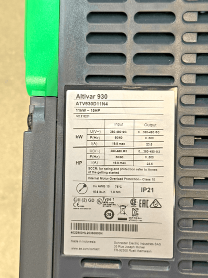 Schneider ATV930D11N4 variateur 11kW 400V Altivar 930 fréquence moteur - KLR Automation