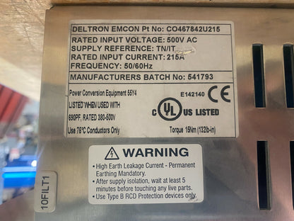 Parker SSD CO467842U215 EMC Filter 90kW 690P Inverter 460VAC 3F DELTRON EMCON