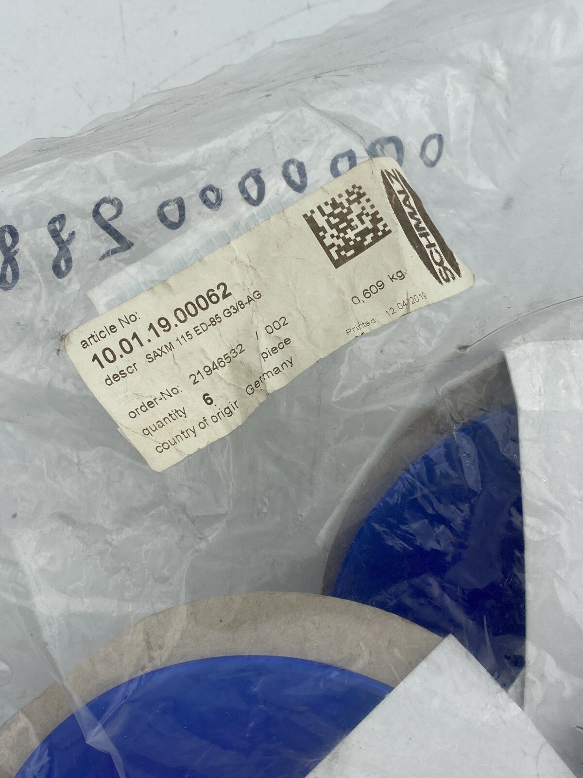 6pc x SAXM-115-ED-85-G3/8-AG Schmalz, Inc. Vacuum Pad / Cup 115