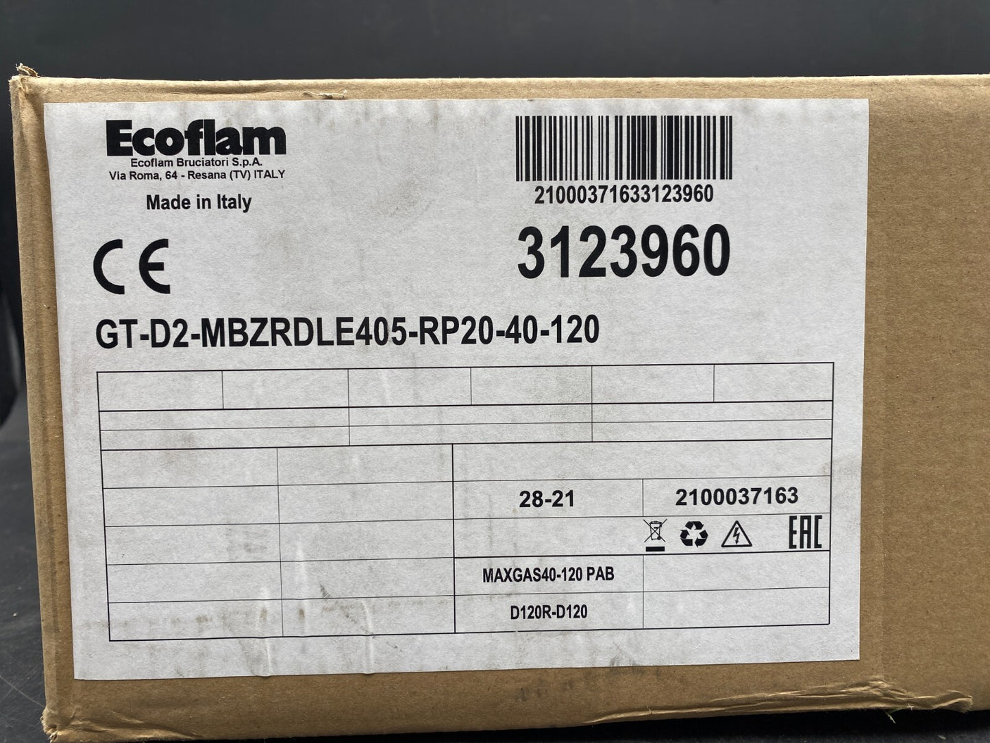 ECOFLAM 3123960 GT-D2-MBZRDLE405-RP20-40-120 DUNGS MB-ZRDLE 405 B01 S50