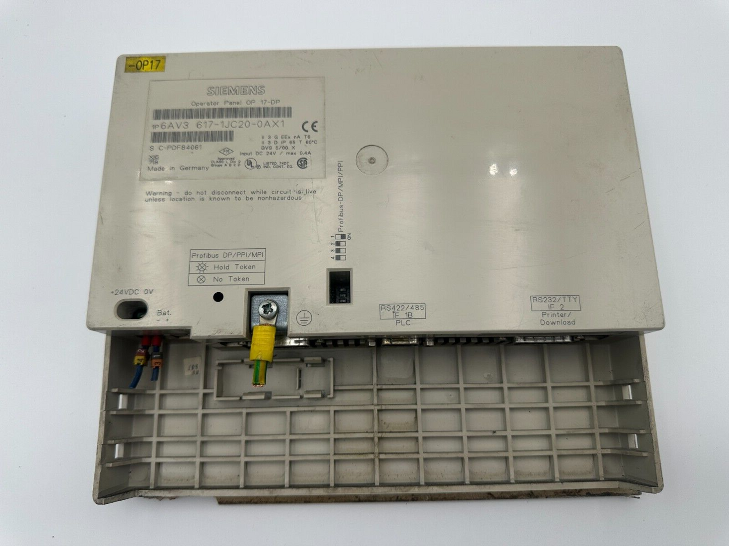 SIEMENS 6AV3617-1JC20-0AX1 OPERATOR PANEL OP 17-DP