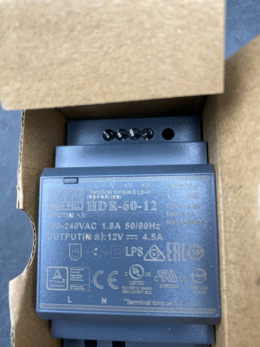 LOT OF 2 MEAN WELL HDR - 60 - 12 RAIL POWER SUPPLY - KLR Automation