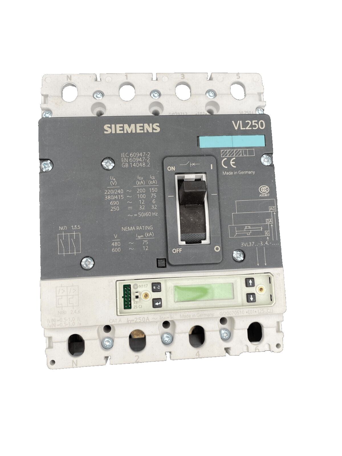 SIEMENS 3VL3725 - 3CJ46 - 0AA0 VL250 DECLENCHEUR MAGNETOTHERMIQUE - KLR Automation