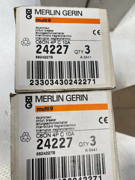 3 pc x Merlin Gerin Schneider multi 9 24227 C60N 4P C 10A - KLR Automation
