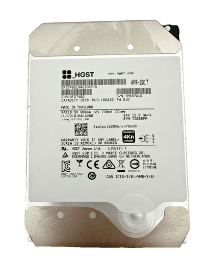 HGST HUH721010AL4200 0F27402 10TB SAS 12.0 Gb/s RPM 7200RPM - KLR Automation