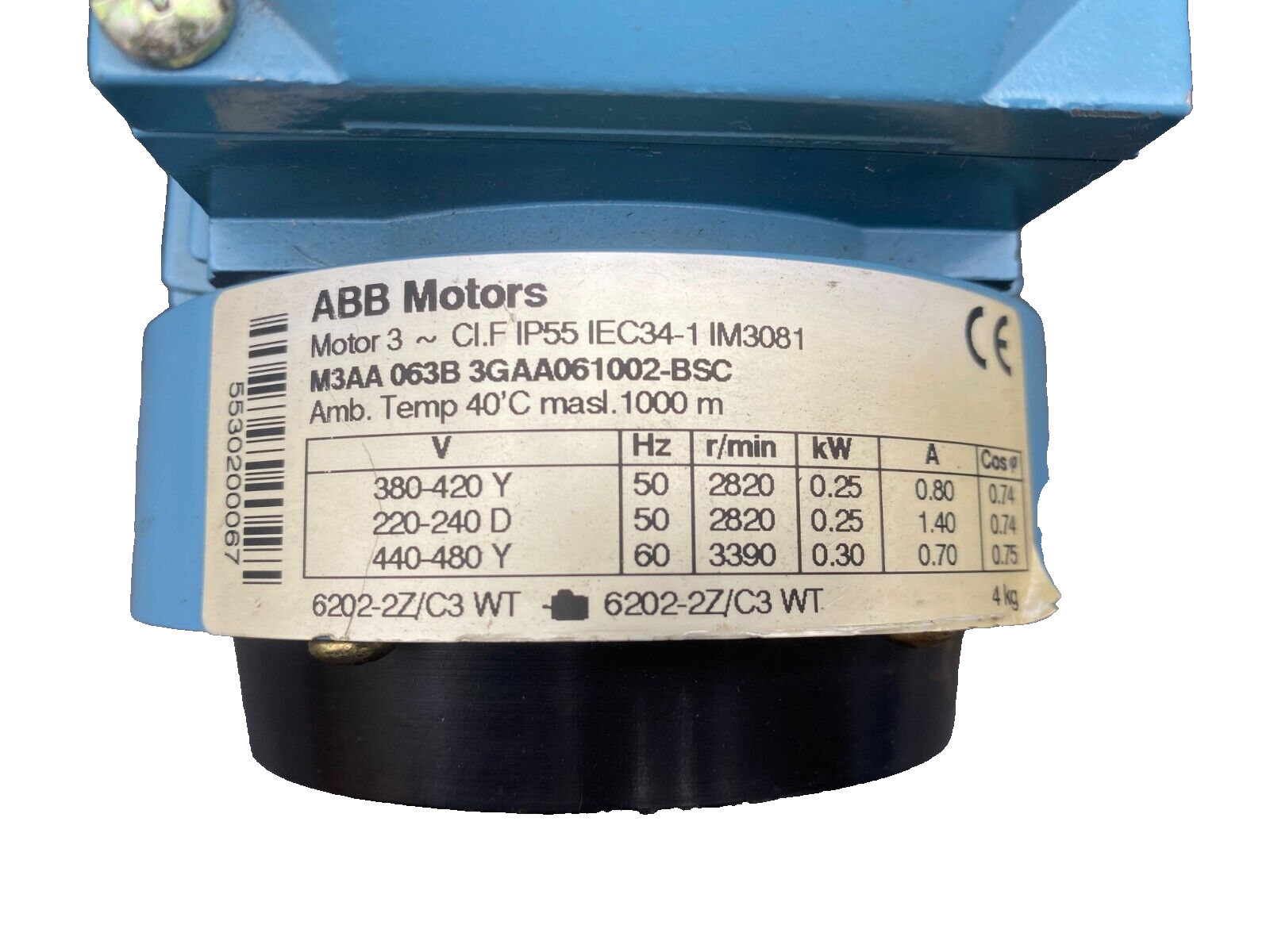 ABB MOTOR M300 MOTOR 3 M3AA 063B 3GAA061002-BSC