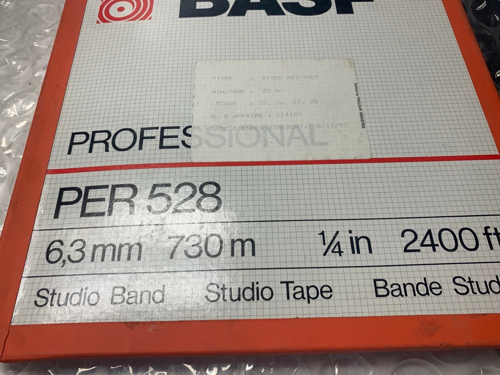 RARE Film Dites Moi - Tout 25mn BASF PER 528 730m Professional 6,3mm 1991 studio - KLR Automation