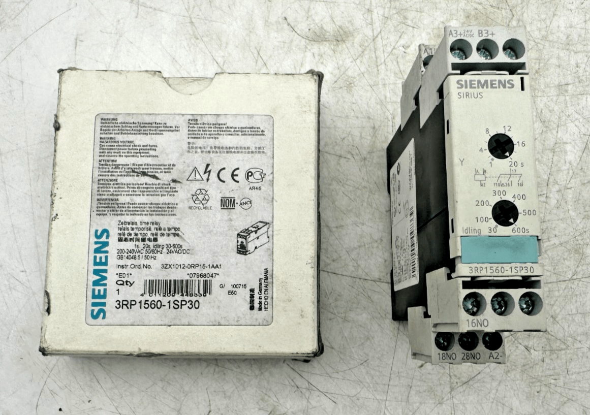 SIEMENS 3RP1560 - 1SP30 SIRIUS TIME RELAY - KLR Automation
