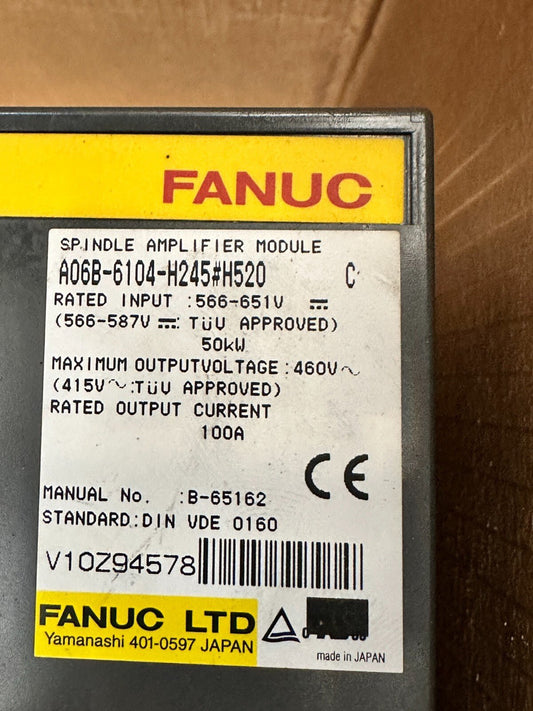 FANUC SPINDLE AMPLIFIER MODULE A06B - 6104 - H245H520 MODULE Tested Warranty - KLR Automation