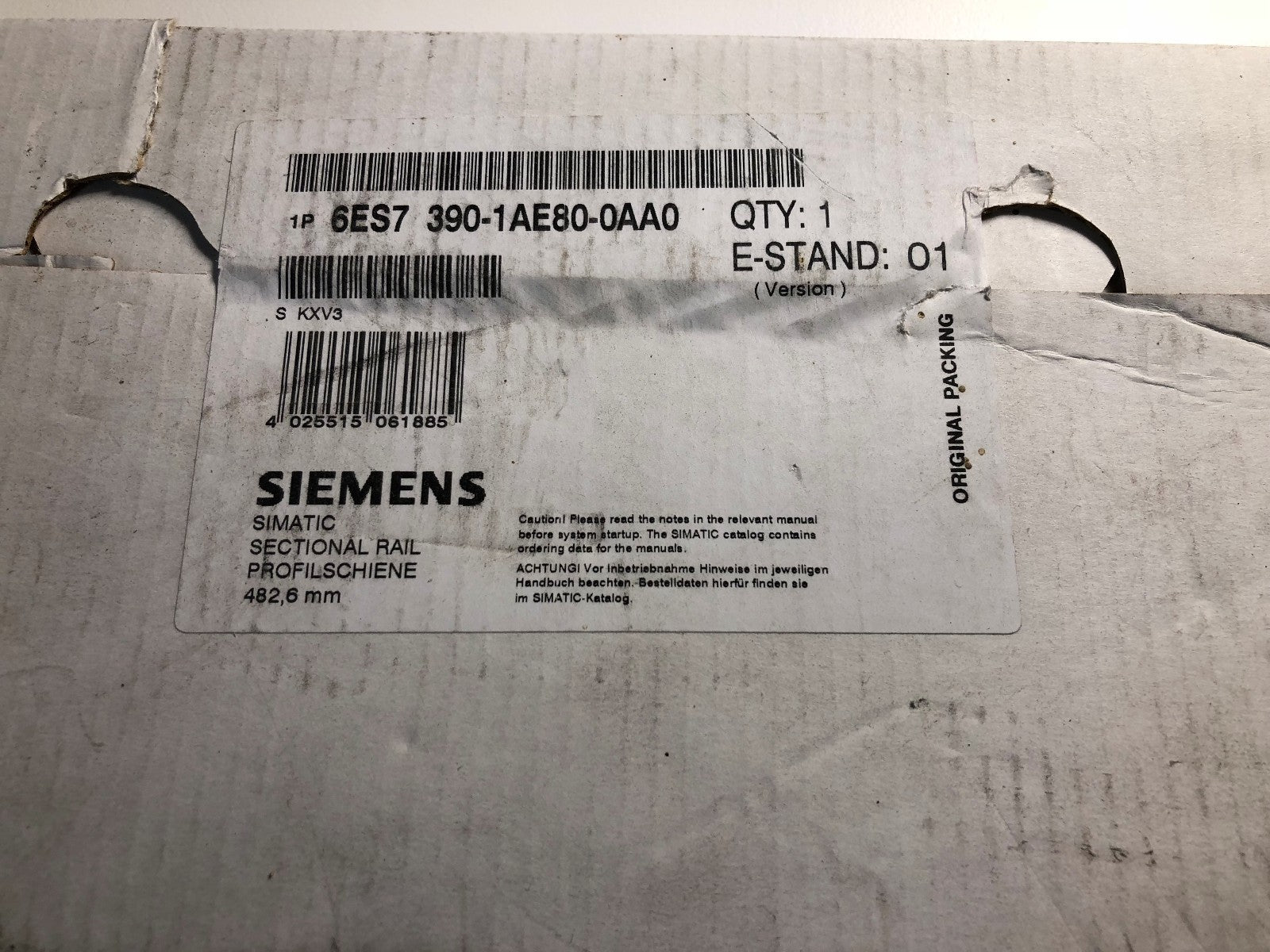 6ES7 390 - 1AE80 - 0AA0 Siemens 6ES7390 - 1AE80 - 0AA0 SIMATIC S7 - 300, Rail - KLR Automation