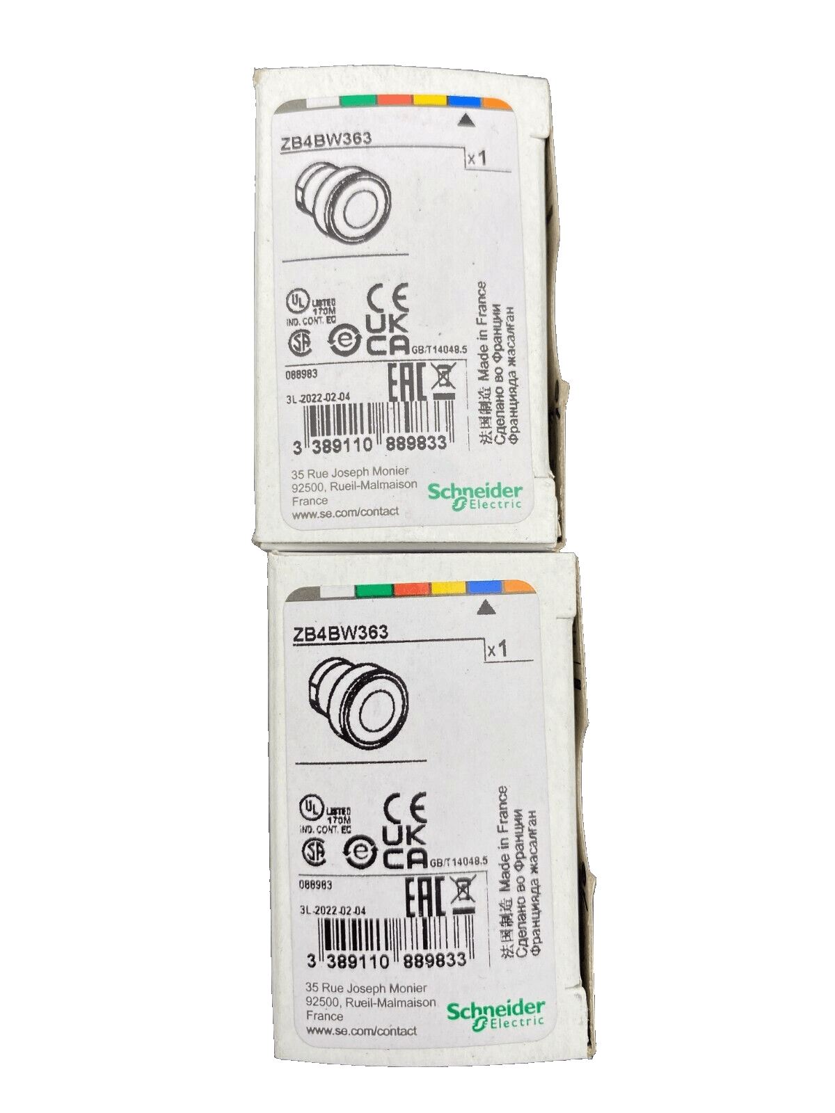 SCHNEIDER ELECTRIC ZB4BW363 BOUTON POUSSOIR BLEU x8pc - KLR Automation