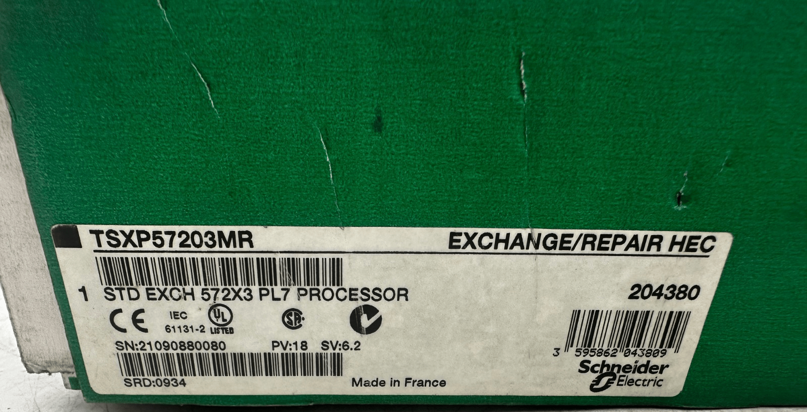 SCHNEIDER ELECTRIC TSXP57203MR STD EXCH 572X3 PL7 PROCESSOR PV:18 RL:08 SV:6.2 - KLR Automation